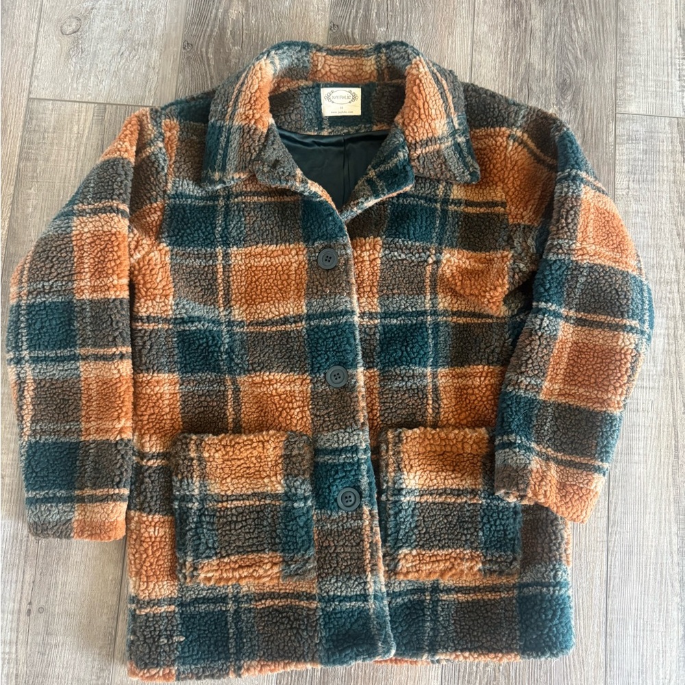 Joyfolie Textured Jacket in Brown and Teal